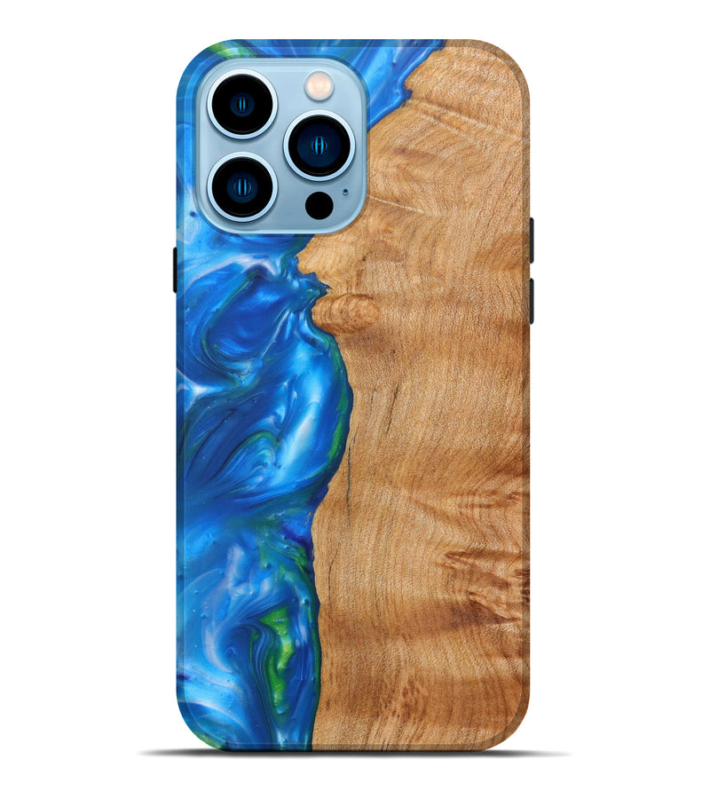 iPhone 14 Pro Max Wood+Resin Live Edge Phone Case - Tess (Blue, 625754)