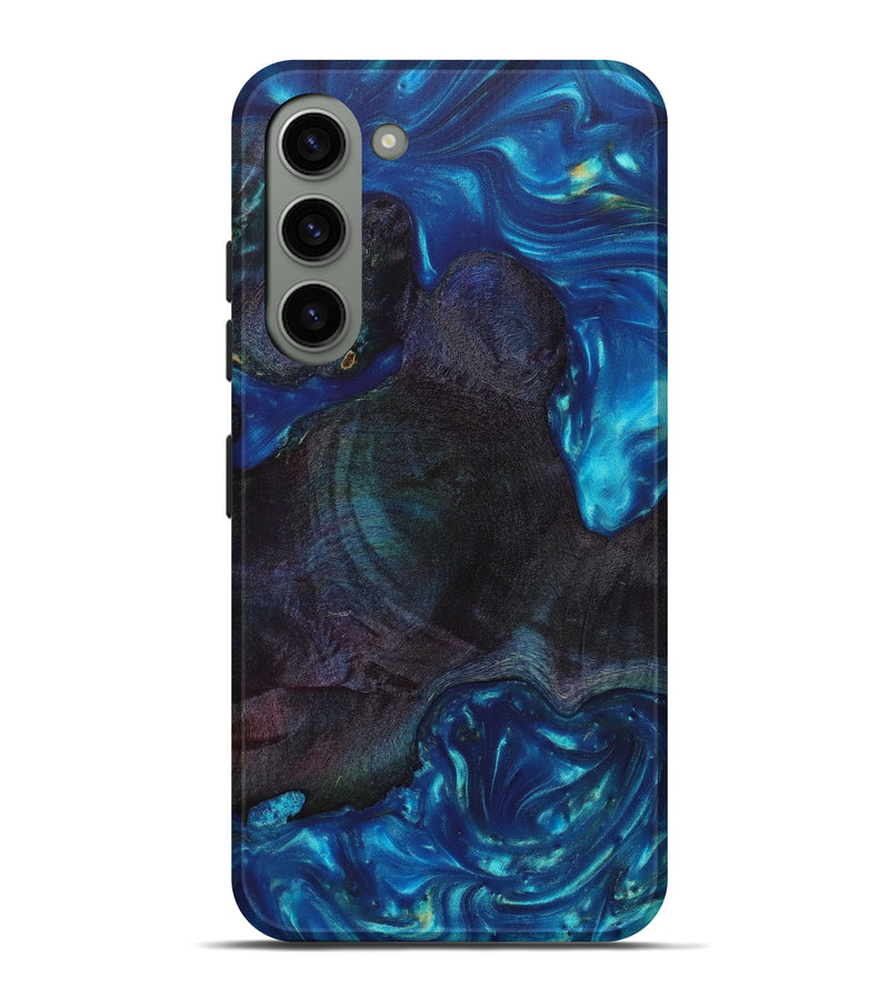 Galaxy S23 Plus Wood+Resin Live Edge Phone Case - Pedro (Teal & Gold, 635687)