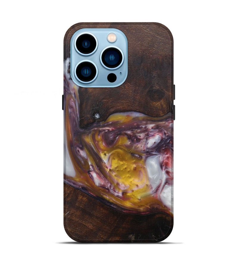 iPhone 14 Pro Wood+Resin Live Edge Phone Case - Charlot (Dark Red, 592333)
