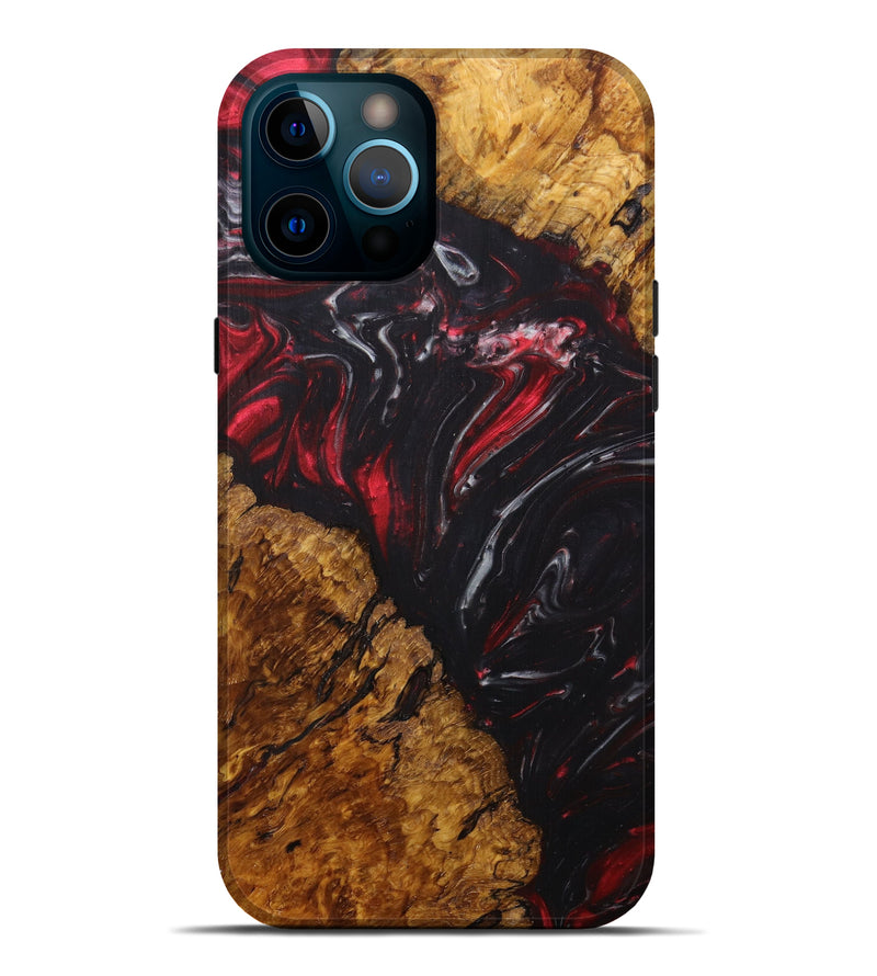 iPhone 12 Pro Max Wood+Resin Live Edge Phone Case - Linell (Red, 633148)