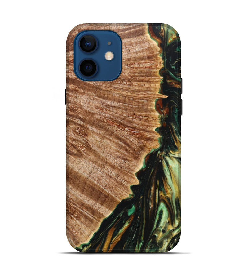 iPhone 12 Wood+Resin Live Edge Phone Case - Wilfred (Green, 633215)
