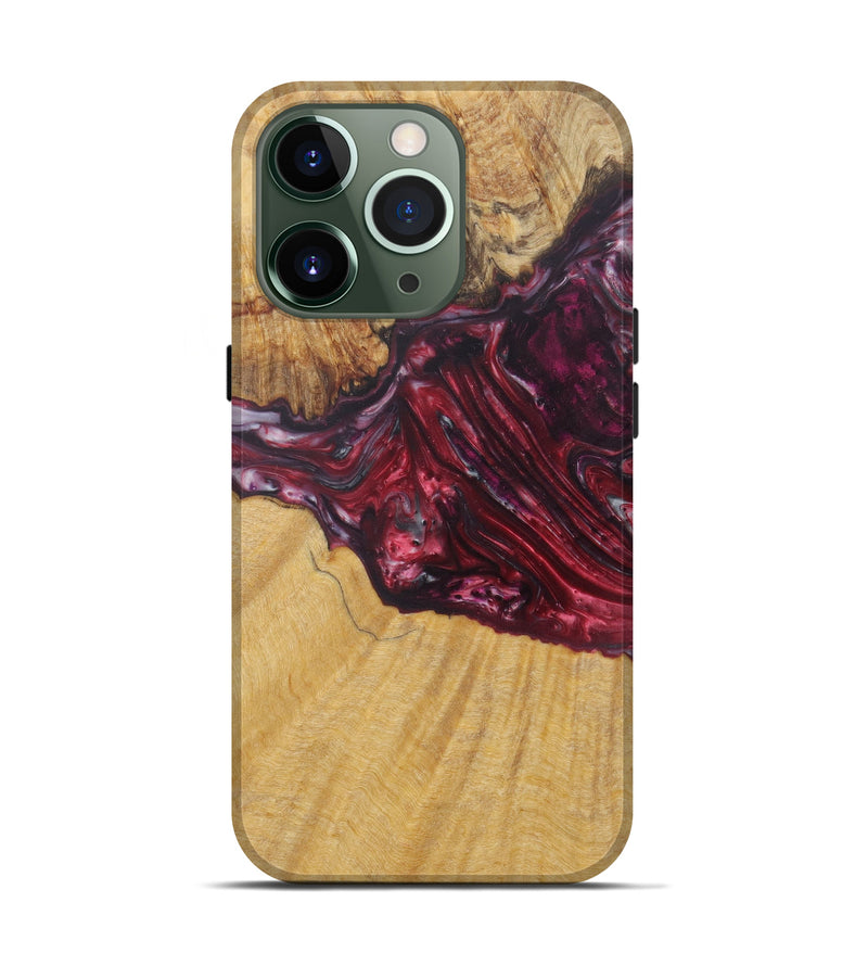 iPhone 13 Pro Wood+Resin Live Edge Phone Case - Saloma (Dark Red, 579180)