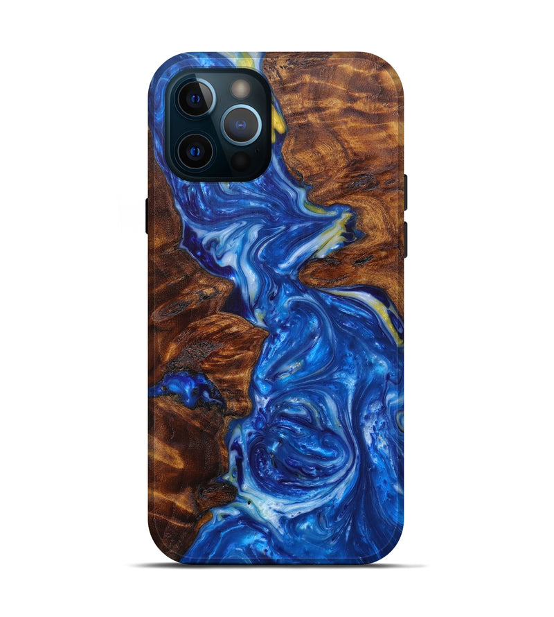 iPhone 12 Pro Wood+Resin Live Edge Phone Case - Fan (Light Blue, 597333)