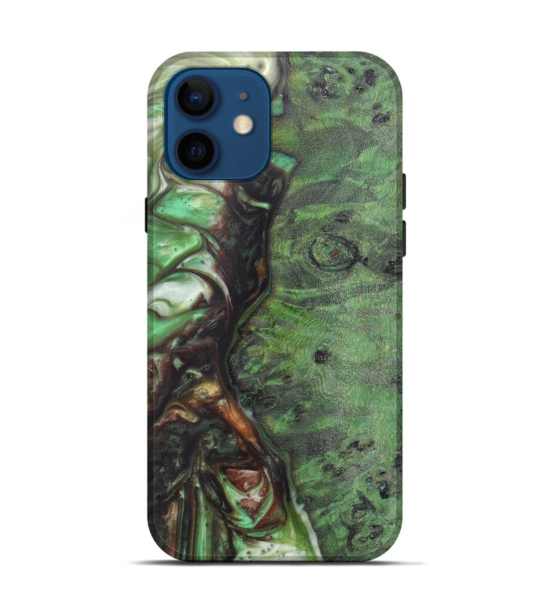 iPhone 12 Wood+Resin Live Edge Phone Case - Silvestro (Dark Green, 606879)