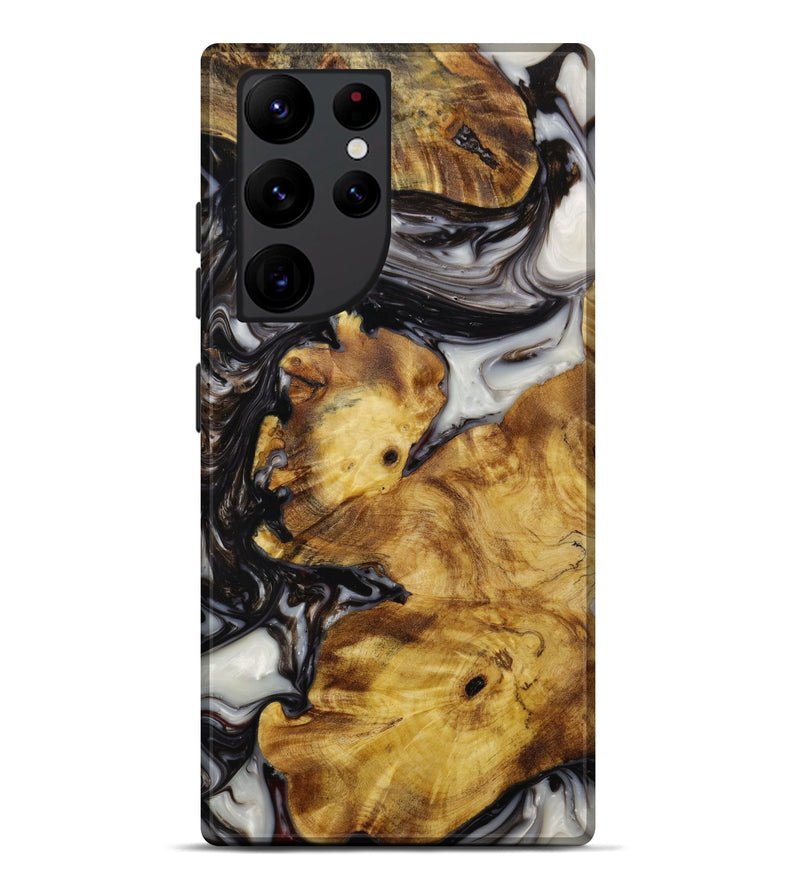 Galaxy S22 Ultra Wood+Resin Live Edge Phone Case - Raelynn (Black & White, 648557)