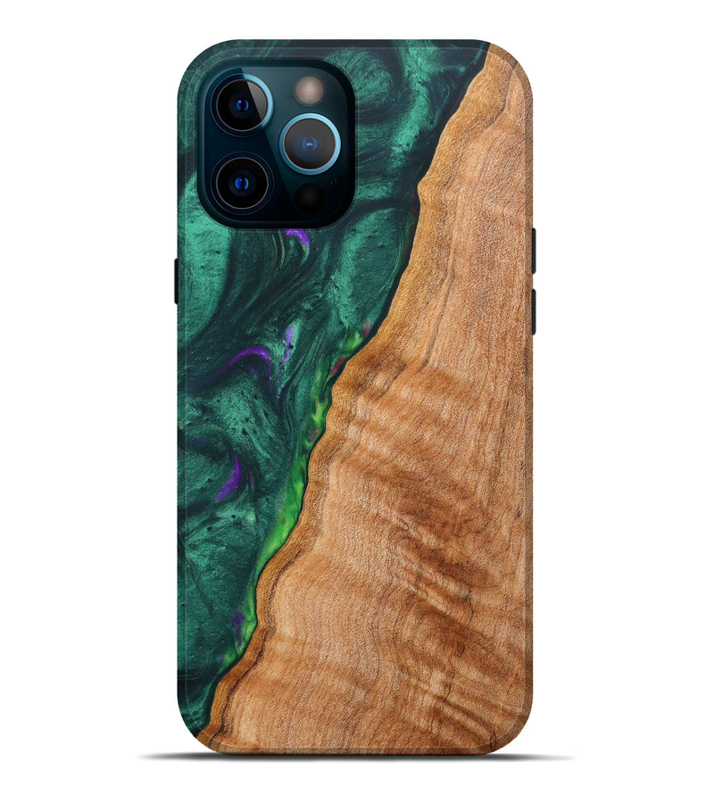 iPhone 12 Pro Max Wood+Resin Live Edge Phone Case - Brynlee (Green, 635533)