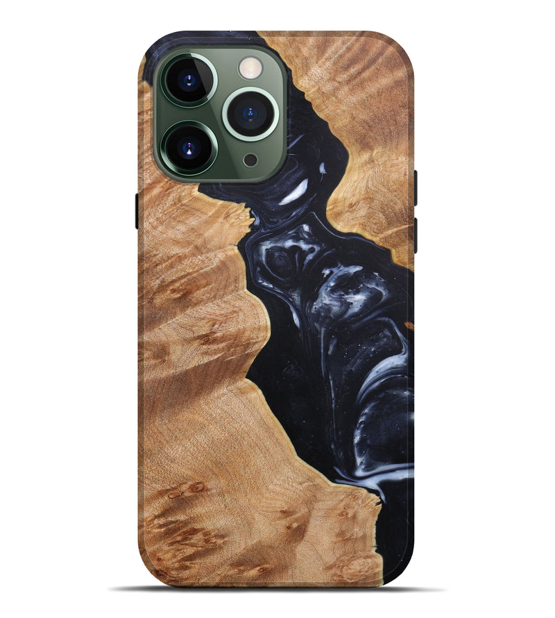 iPhone 13 Pro Max Wood+Resin Live Edge Phone Case - Luz (Black & White, 629558)