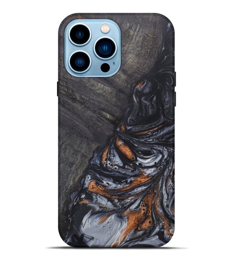 iPhone 14 Pro Max Wood+Resin Live Edge Phone Case - Stacie (Metallic, 606829)