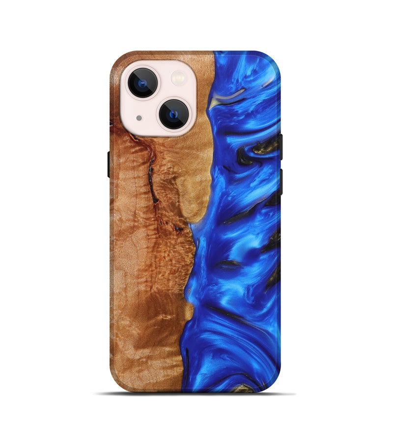 iPhone 13 mini Wood+Resin Live Edge Phone Case - Sallie (Blue, 639959)
