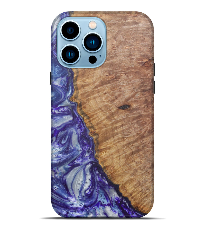 iPhone 14 Pro Max Wood+Resin Live Edge Phone Case - Zenia (Purple, 592527)