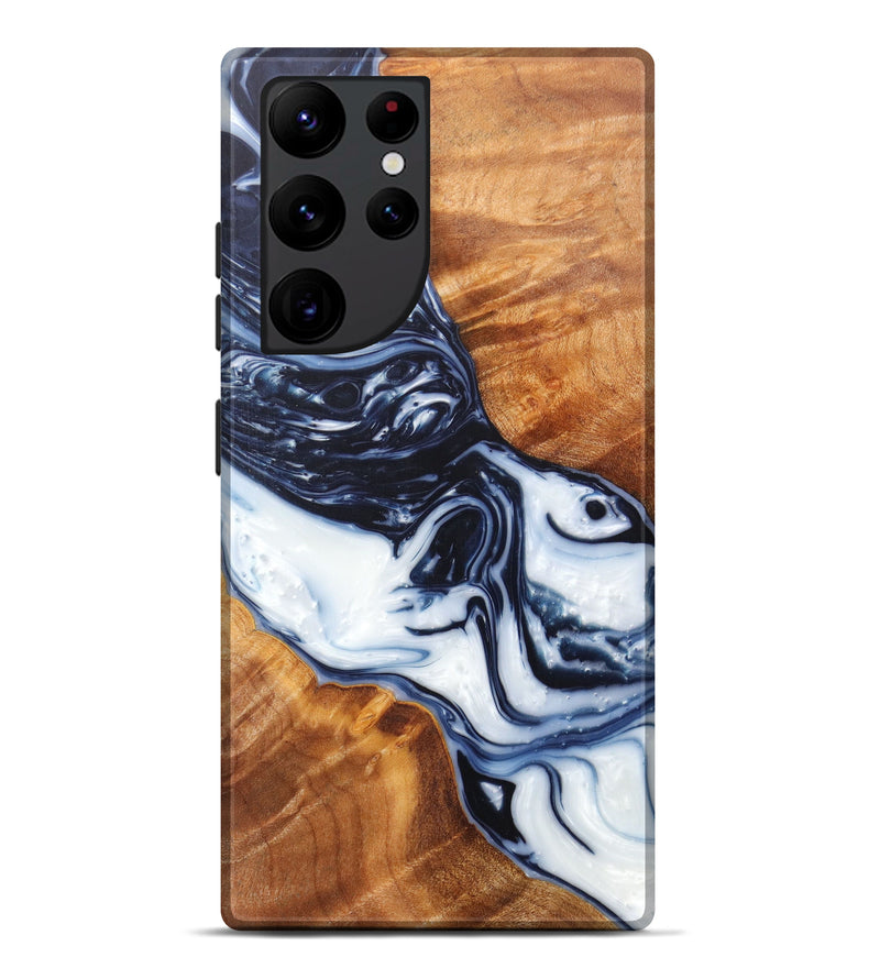 Galaxy S22 Ultra Wood+Resin Live Edge Phone Case - Ramon (Black & White, 611068)