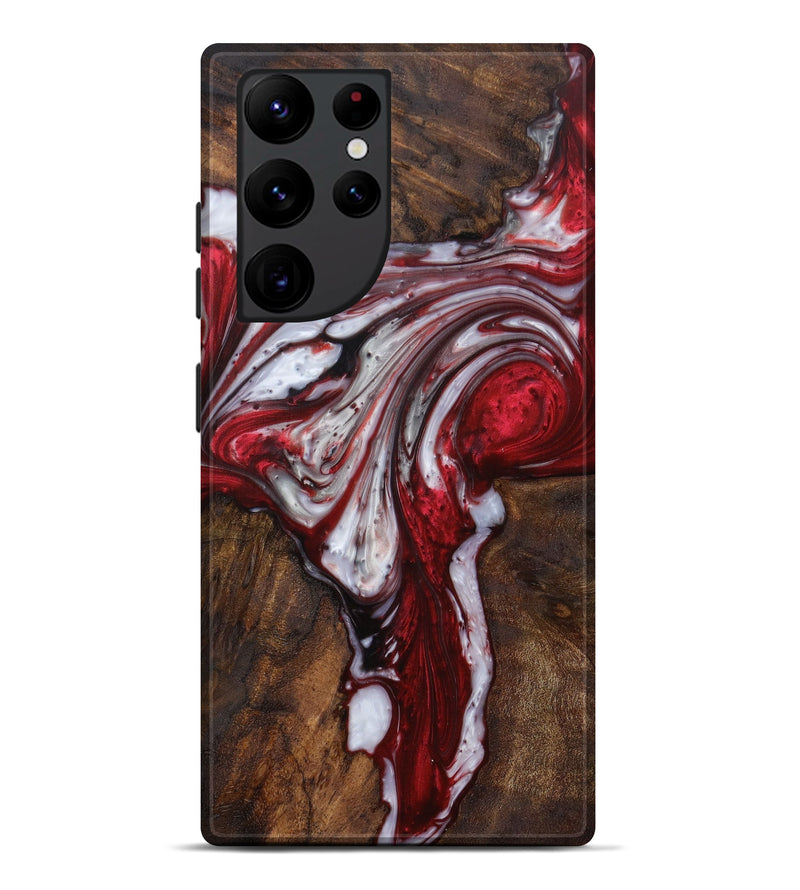 Galaxy S22 Ultra Wood+Resin Live Edge Phone Case - Steve (Dark Red, 610770)