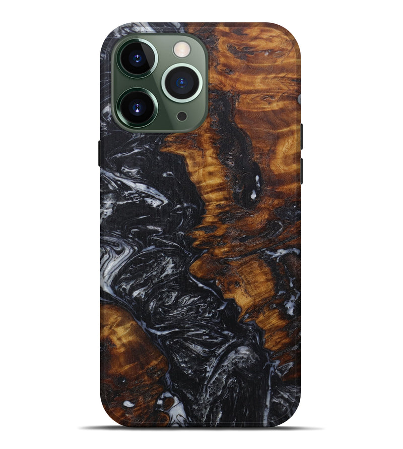 iPhone 13 Pro Max Wood+Resin Live Edge Phone Case - Maid (Black & White, 591764)
