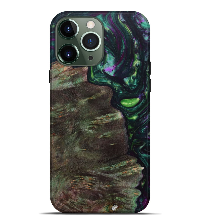 iPhone 13 Pro Max Wood+Resin Live Edge Phone Case - Kurtis (Green, 630128)