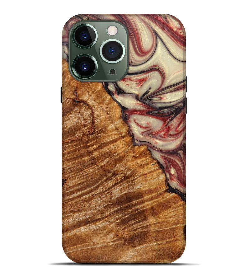 iPhone 13 Pro Max Wood+Resin Live Edge Phone Case - Thang (Dark Red, 604556)
