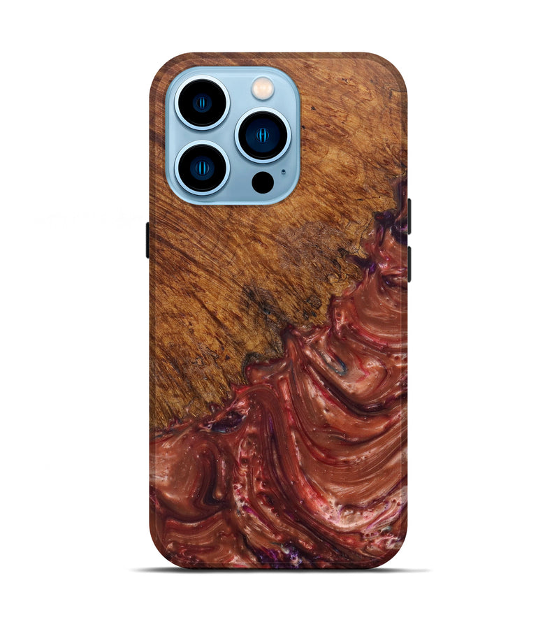 iPhone 14 Pro Wood+Resin Live Edge Phone Case - Libbie (Dark Red, 597391)