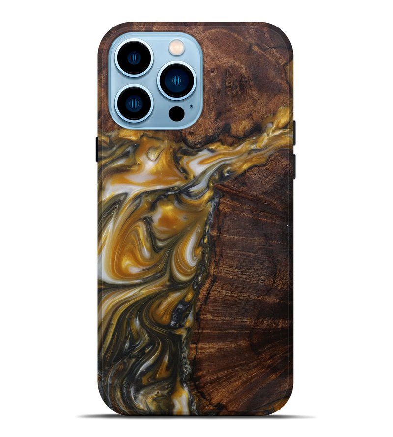 iPhone 14 Pro Max Wood+Resin Live Edge Phone Case - Jurek (Metallic, 594855)