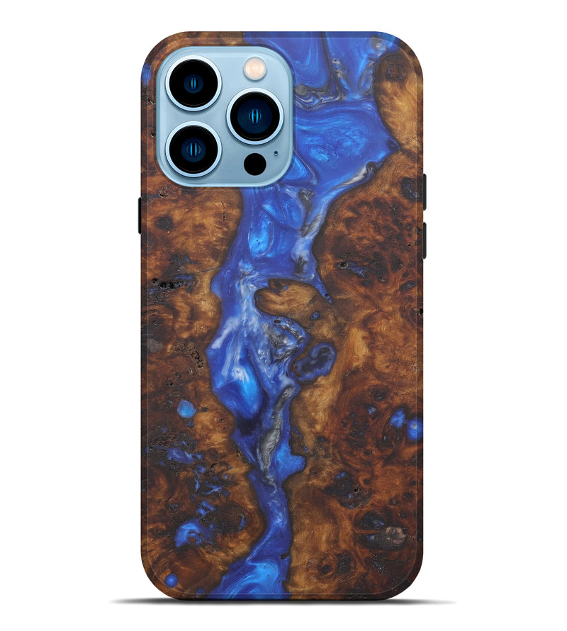 iPhone 14 Pro Max Wood+Resin Live Edge Phone Case - Selim (Light Blue, 591995)
