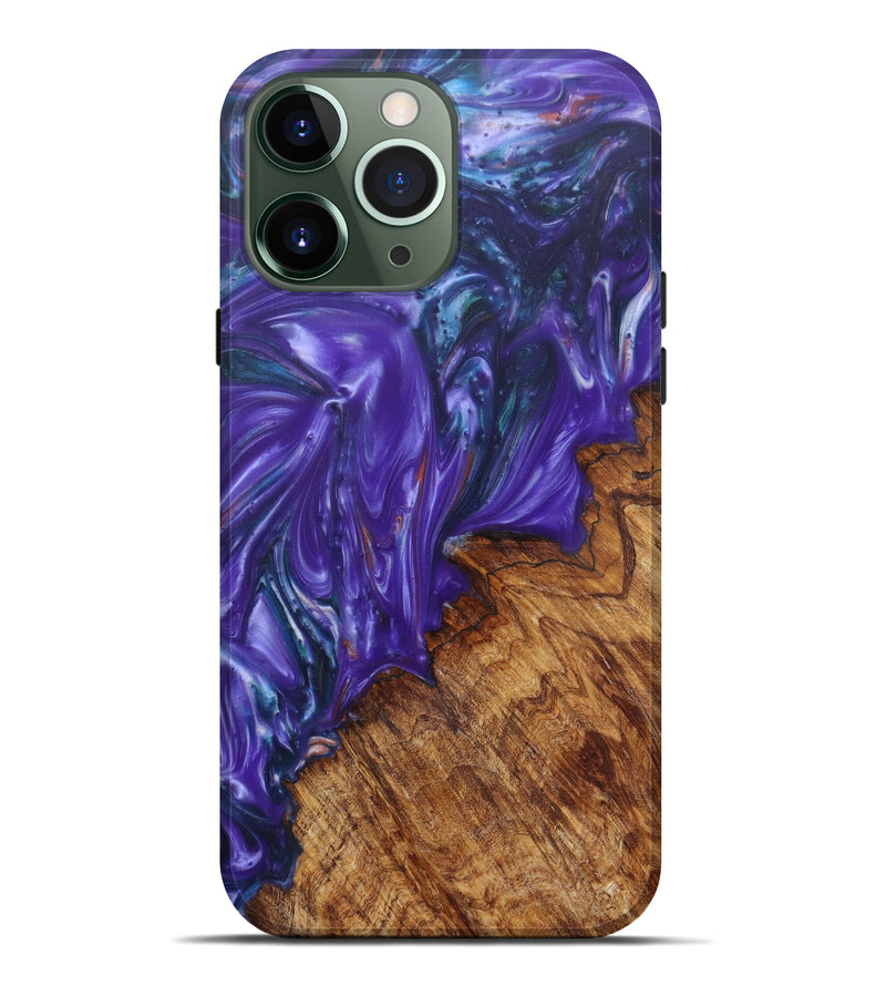 iPhone 13 Pro Max Wood+Resin Live Edge Phone Case - Delia (Purple, 601245)
