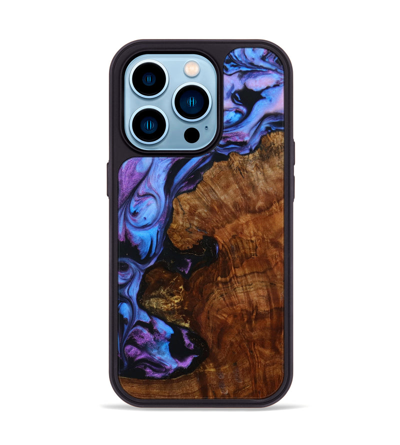iPhone 14 Pro Wood+Resin Phone Case - Shelby (Purple, 643372)