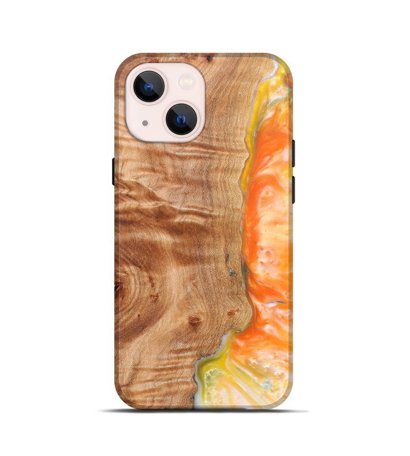 iPhone 13 mini Wood+Resin Live Edge Phone Case - Cathrine (Light Blue, 606840)
