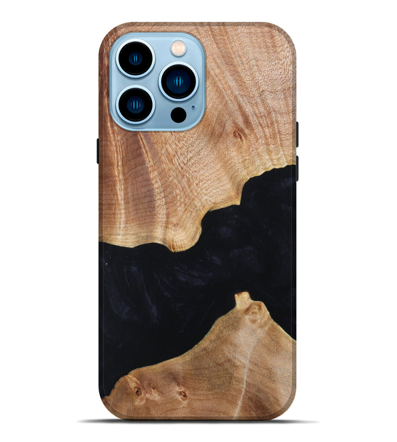 iPhone 14 Pro Max Wood+Resin Live Edge Phone Case - Keven (Black & White, 627224)