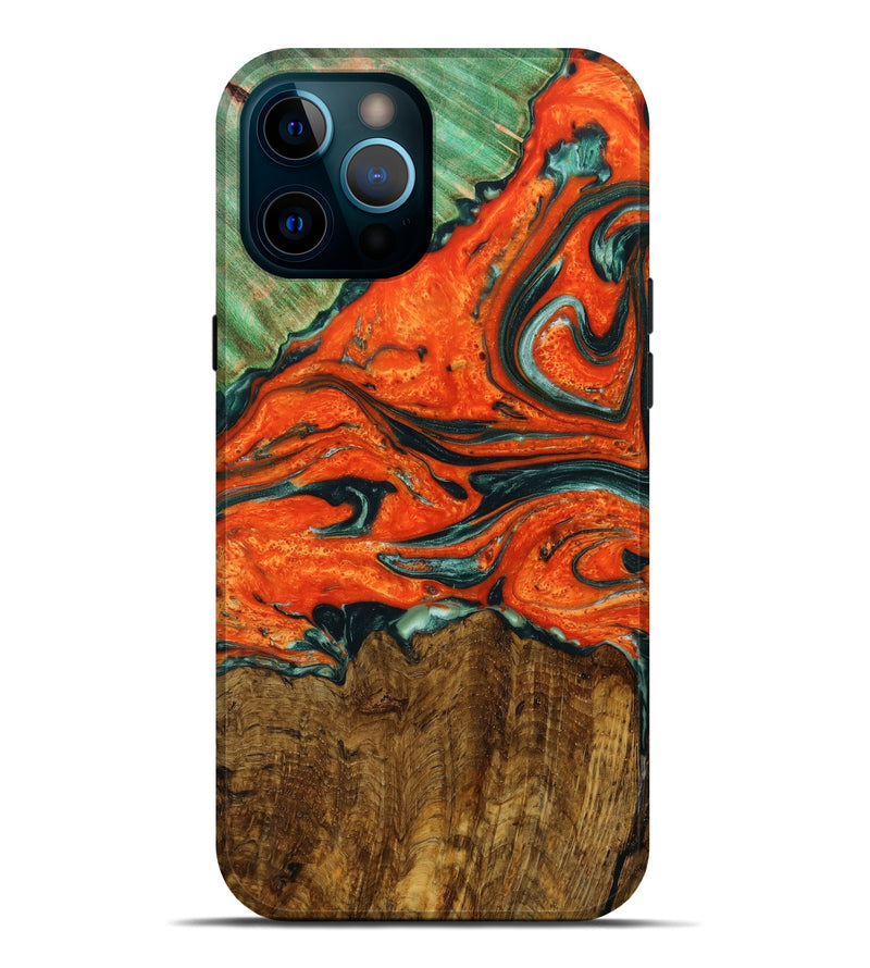 iPhone 12 Pro Max Wood+Resin Live Edge Phone Case - Nellie (Green, 642834)