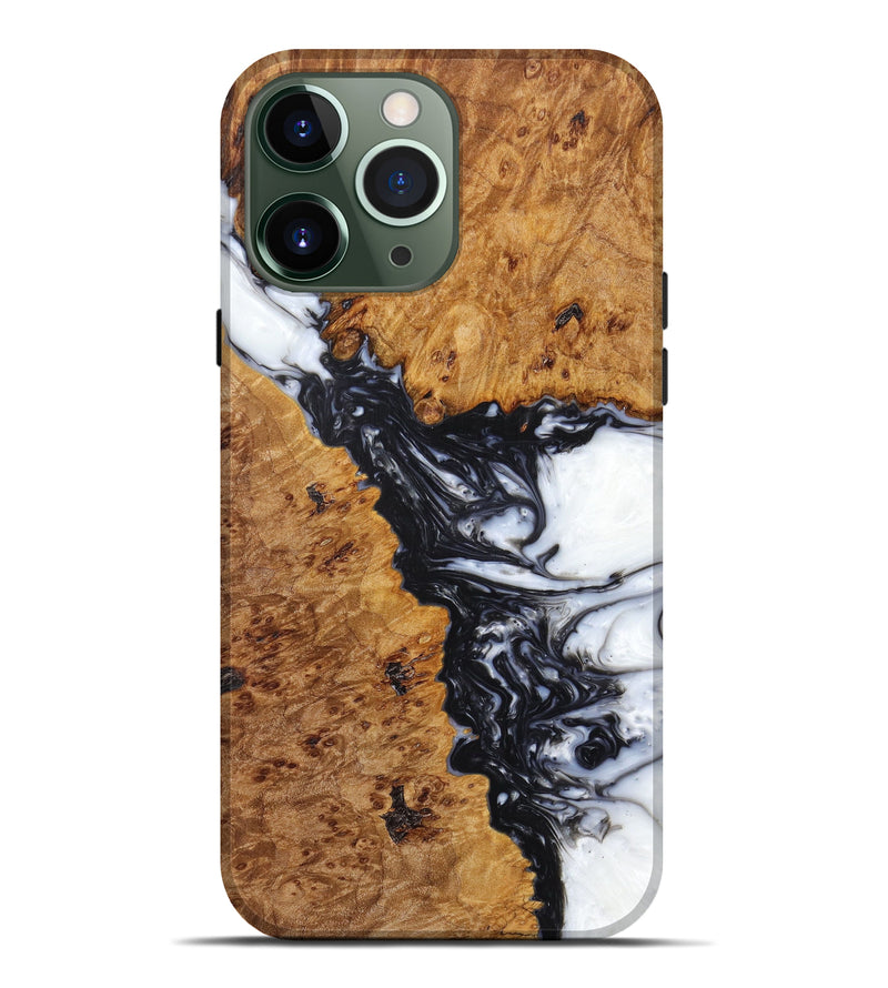 iPhone 13 Pro Max Wood+Resin Live Edge Phone Case - Coleman (Black & White, 629014)