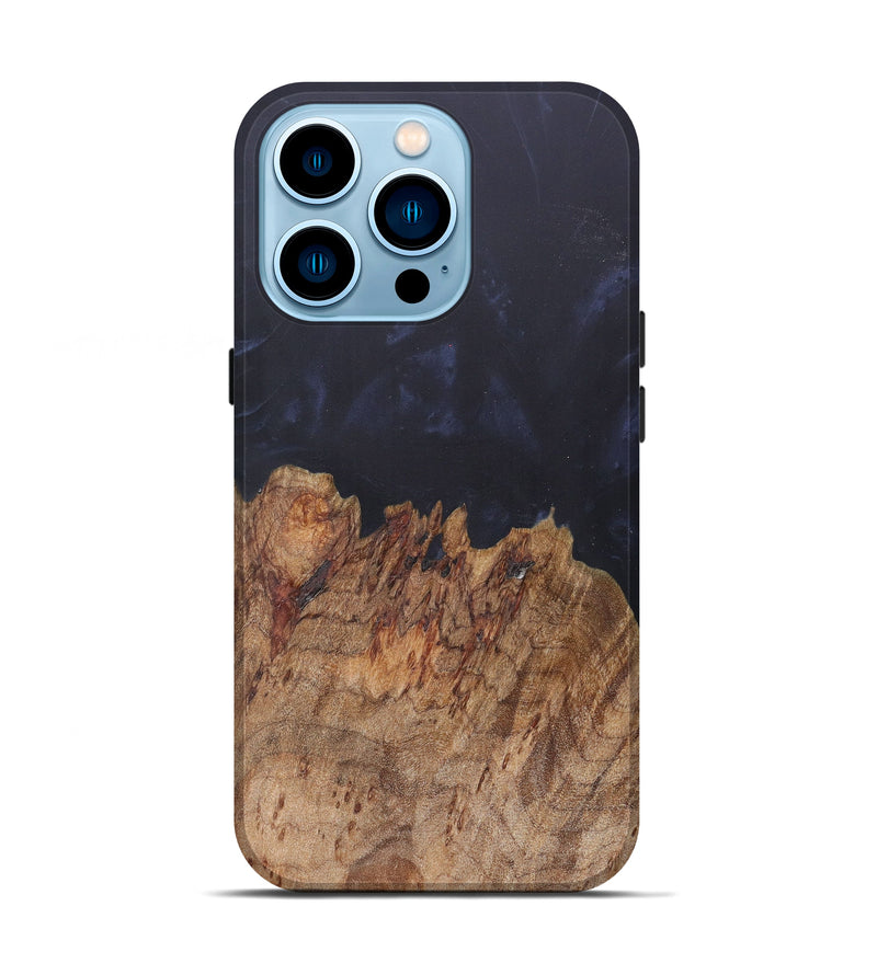 iPhone 14 Pro Wood+Resin Live Edge Phone Case - Karlie (Pure Black, 611078)
