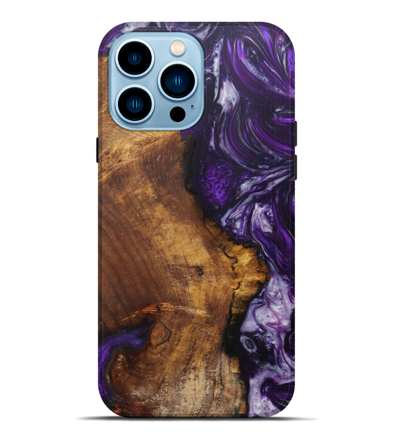 iPhone 14 Pro Max Wood+Resin Live Edge Phone Case - Roderick (Purple, 599148)