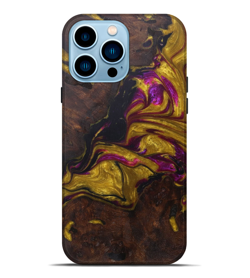 iPhone 14 Pro Max Wood+Resin Live Edge Phone Case - Katusha (Metallic, 600128)