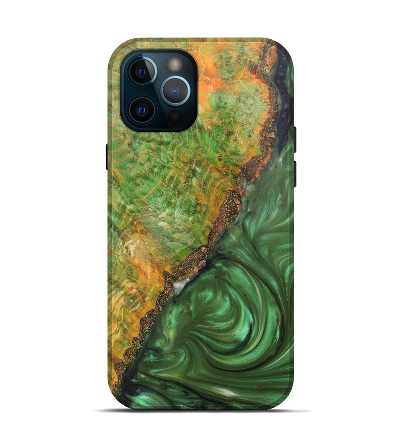 iPhone 12 Pro Wood+Resin Live Edge Phone Case - Kourtney (Dark Green, 611094)