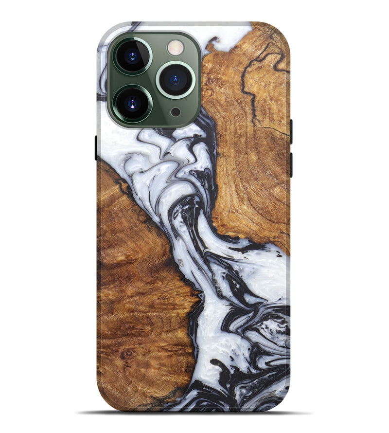 iPhone 13 Pro Max Wood+Resin Live Edge Phone Case - Robinett (Black & White, 594879)