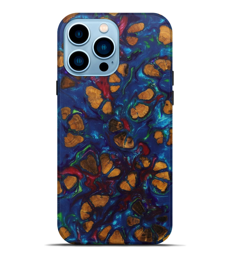 iPhone 14 Pro Max Wood+Resin Live Edge Phone Case - Jonell (Light Blue, 599166)