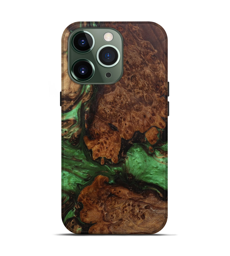 iPhone 13 Pro Wood+Resin Live Edge Phone Case - Elna (Dark Green, 582852)