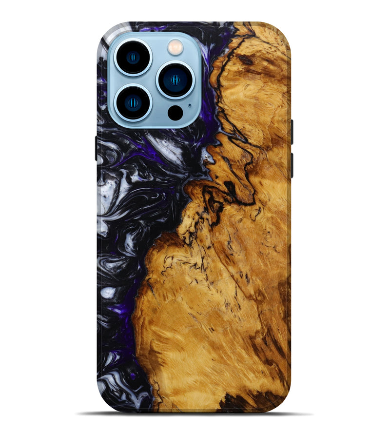 iPhone 14 Pro Max Wood+Resin Live Edge Phone Case - Bryan (Black & White, 644024)