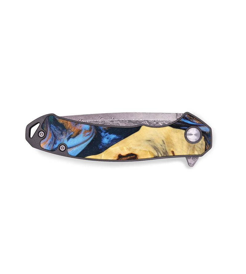 EDC Wood+Resin Pocket Knife - Sebastian (Teal & Gold, 636352)