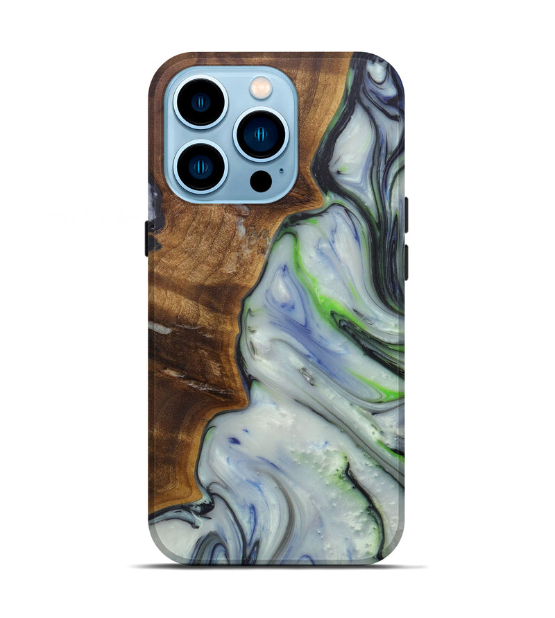 iPhone 14 Pro Wood+Resin Live Edge Phone Case - Yuan (Black & White, 591781)
