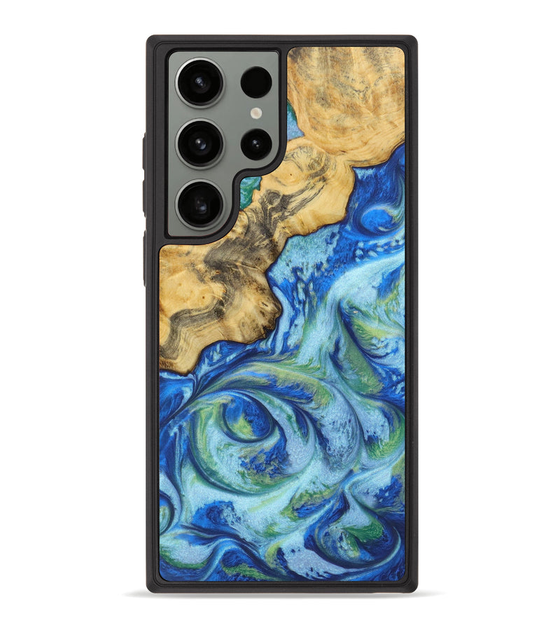 Galaxy S23 Ultra Wood+Resin Phone Case - Omar (Blue, 622147)