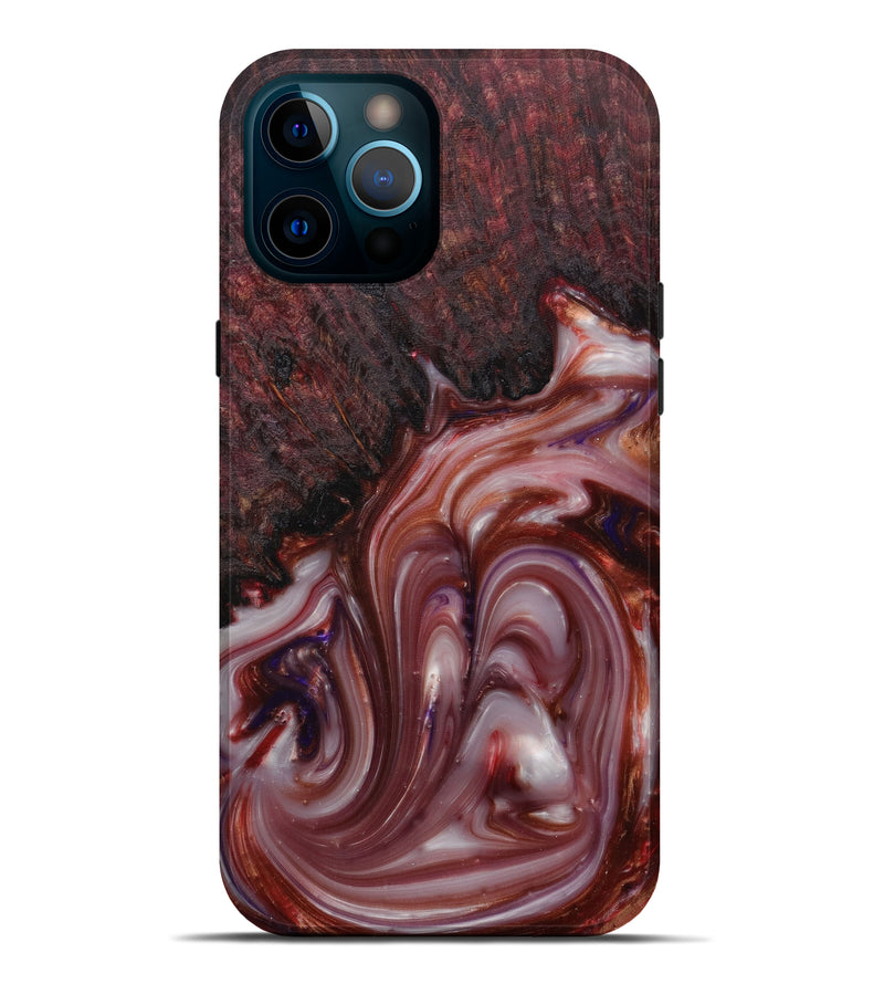 iPhone 12 Pro Max Wood+Resin Live Edge Phone Case - Faye (Dark Red, 588710)