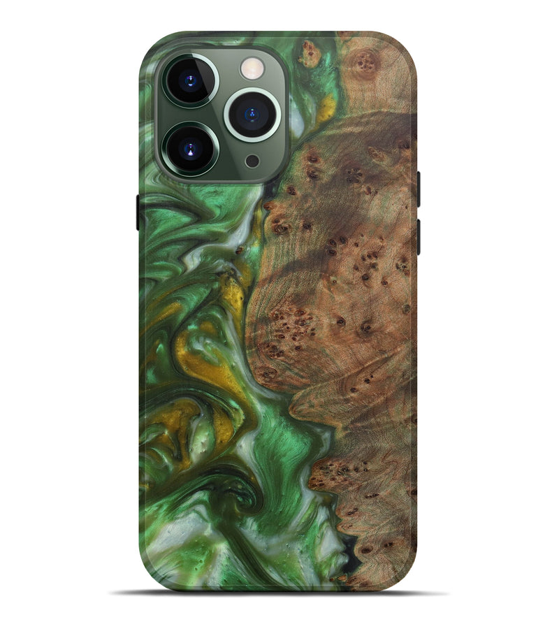 iPhone 13 Pro Max Wood+Resin Live Edge Phone Case - Farzin (Dark Green, 594190)
