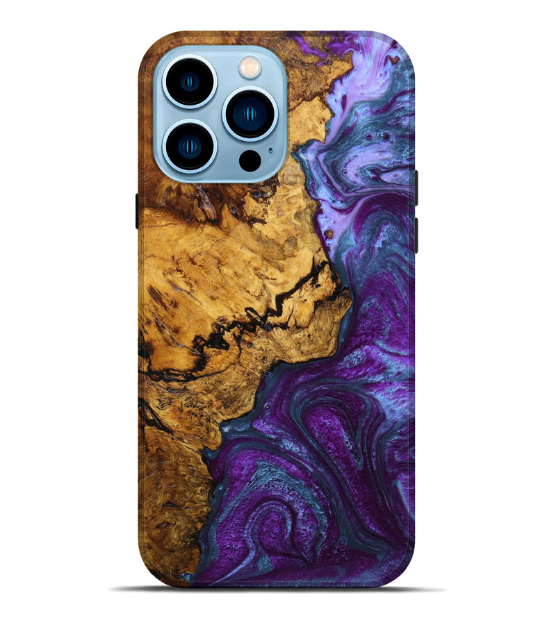 iPhone 14 Pro Max Wood+Resin Live Edge Phone Case - Edmund (Purple, 640471)