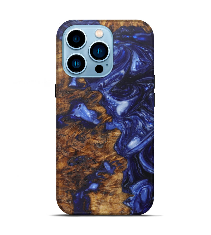 iPhone 14 Pro Wood+Resin Live Edge Phone Case - Candace (Dark Blue, 598632)