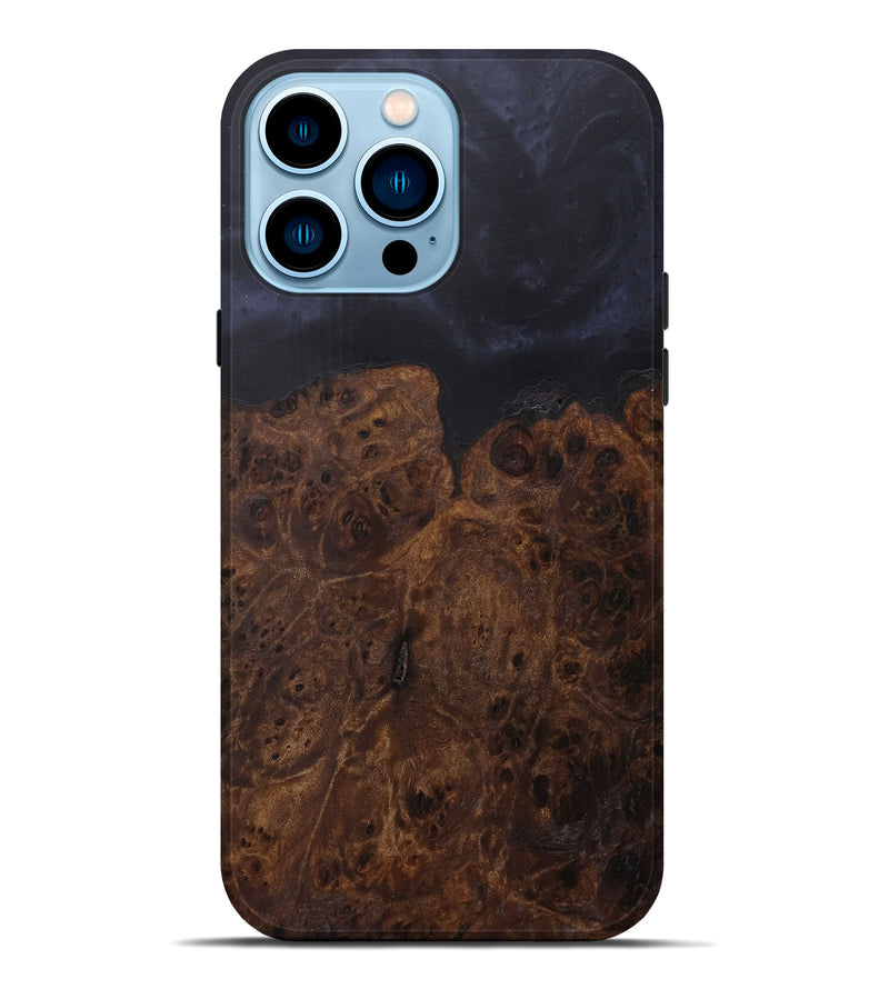 iPhone 14 Pro Max Wood+Resin Live Edge Phone Case - Halie (Pure Black, 591454)
