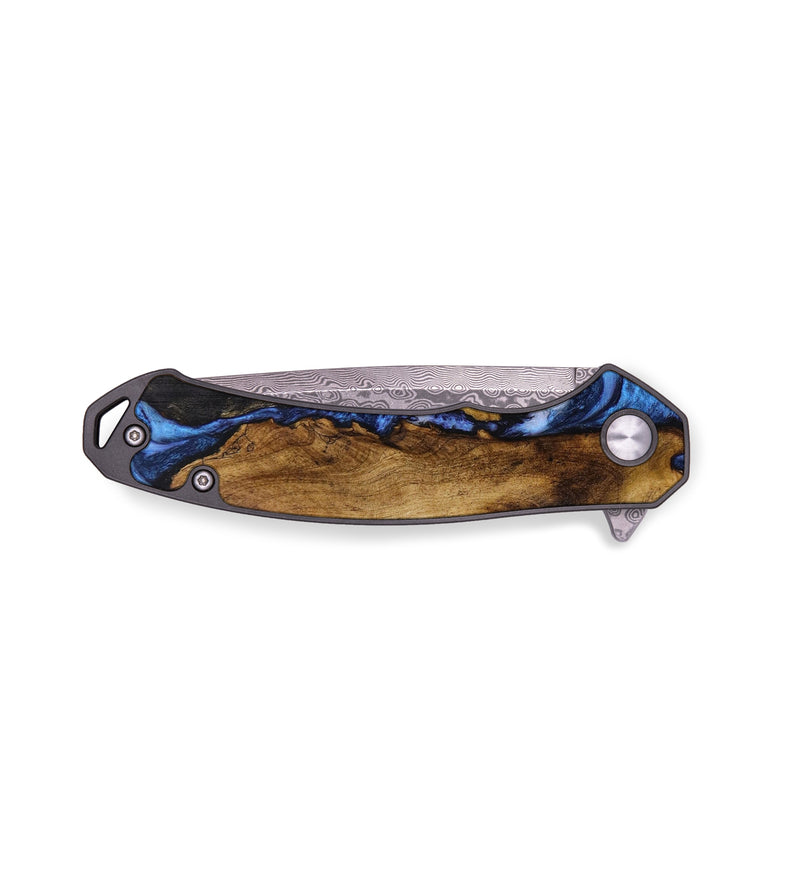 EDC Wood+Resin Pocket Knife - Bernice (Blue, 643175)
