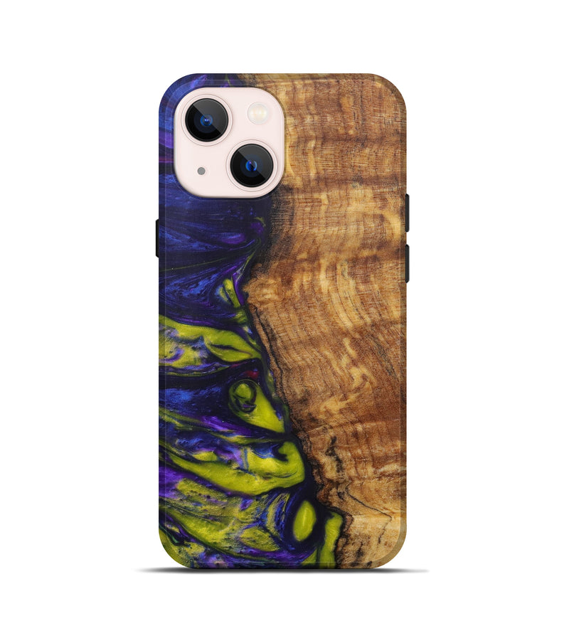 iPhone 13 mini Wood+Resin Live Edge Phone Case - Sybil (Dark Blue, 598651)