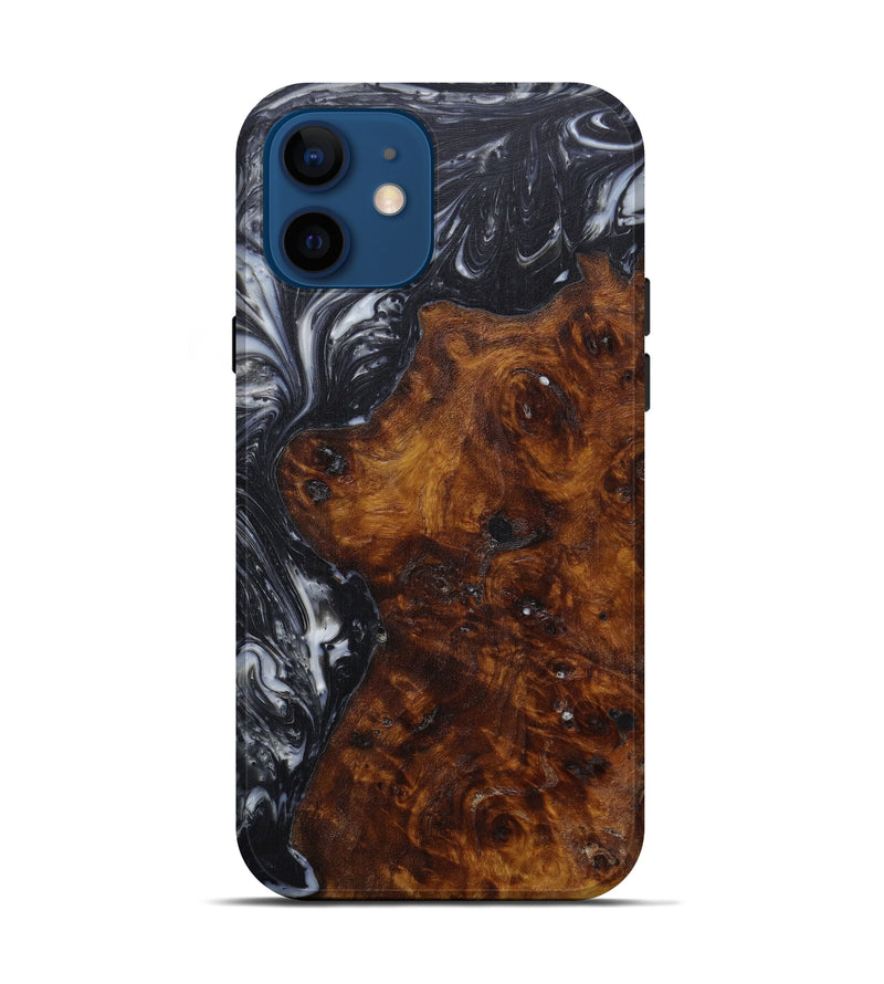 iPhone 12 Wood+Resin Live Edge Phone Case - Herbert (Black & White, 591797)