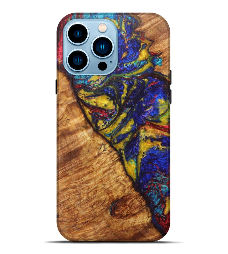 iPhone 14 Pro Max Wood+Resin Live Edge Phone Case - Amabel (Dark Blue, 608563)