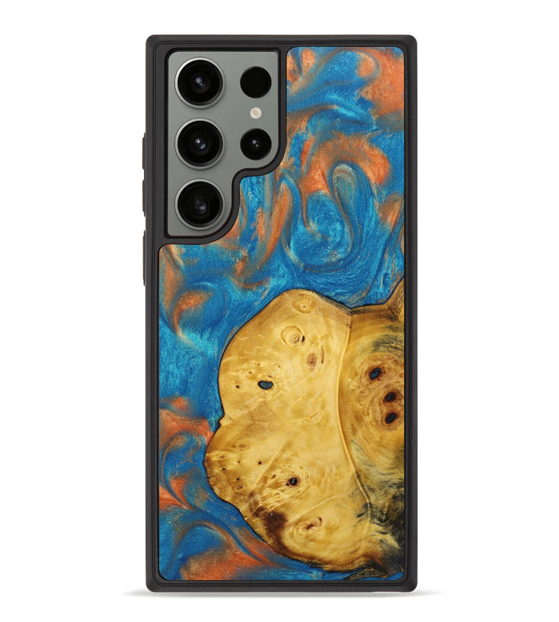 Galaxy S23 Ultra Wood+Resin Phone Case - Alisson (Teal & Gold, 631039)