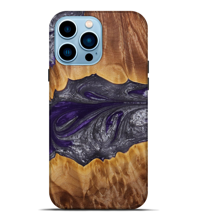 iPhone 14 Pro Max Wood+Resin Live Edge Phone Case - Rebekah (Purple, 642676)